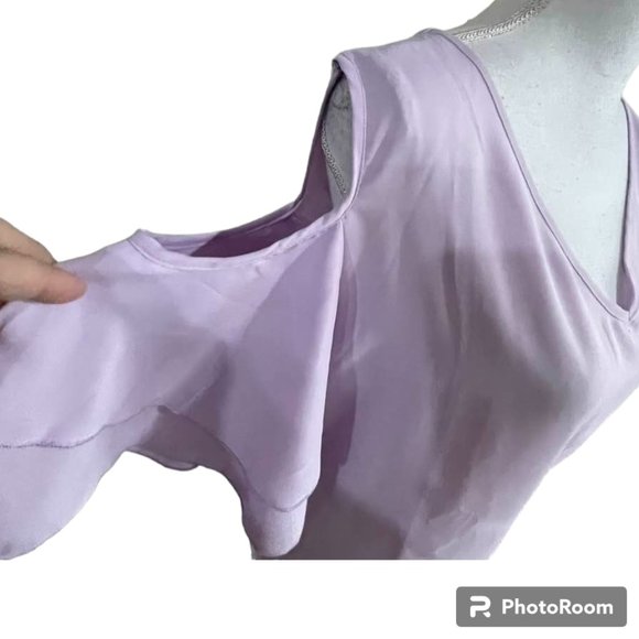 Light Breezy Short Sleeves Summer Cold Shoulder Blouse Top XL - Picture 10 of 16